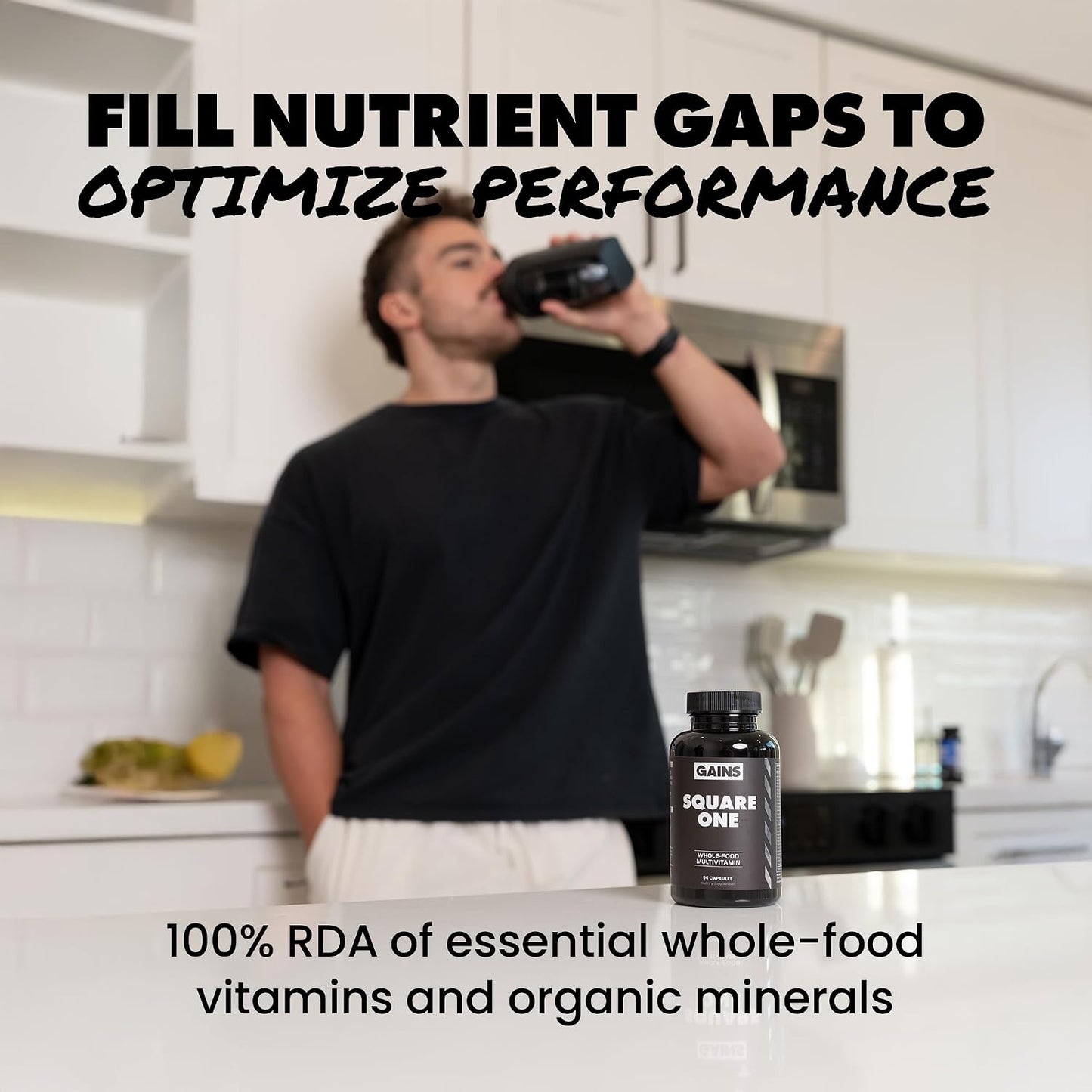 Gains in Bulk Square 1 Multivitamin and Mineral Supplement for Women and Men - 90 Capsules - görsel 7