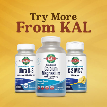 KAL Ultra Vitamin D3 10000 IU (250mcg) - High Potency Vitamin D - Immune Support and Calcium Absorption Support for Strong Bones - Quick Dissolve, Unflavoured ActivMelt - 90 Servings, 90 Micro Tablets