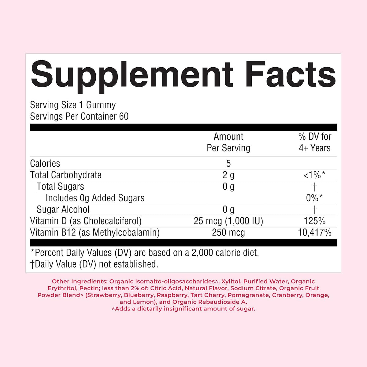 MaryRuth's Vitamin D3 + B12 Gummies - Sugar Free, Vegan, 60 Chewable Gummies - görsel 9