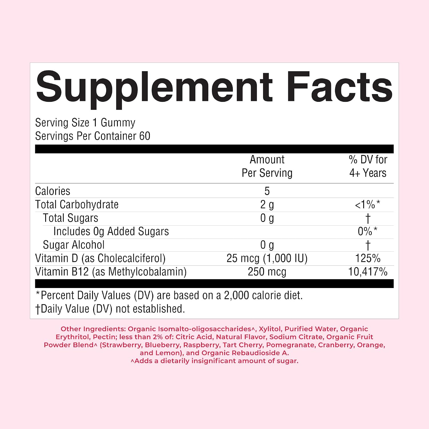MaryRuth's Vitamin D3 + B12 Gummies - Sugar Free, Vegan, 60 Chewable Gummies - görsel 9