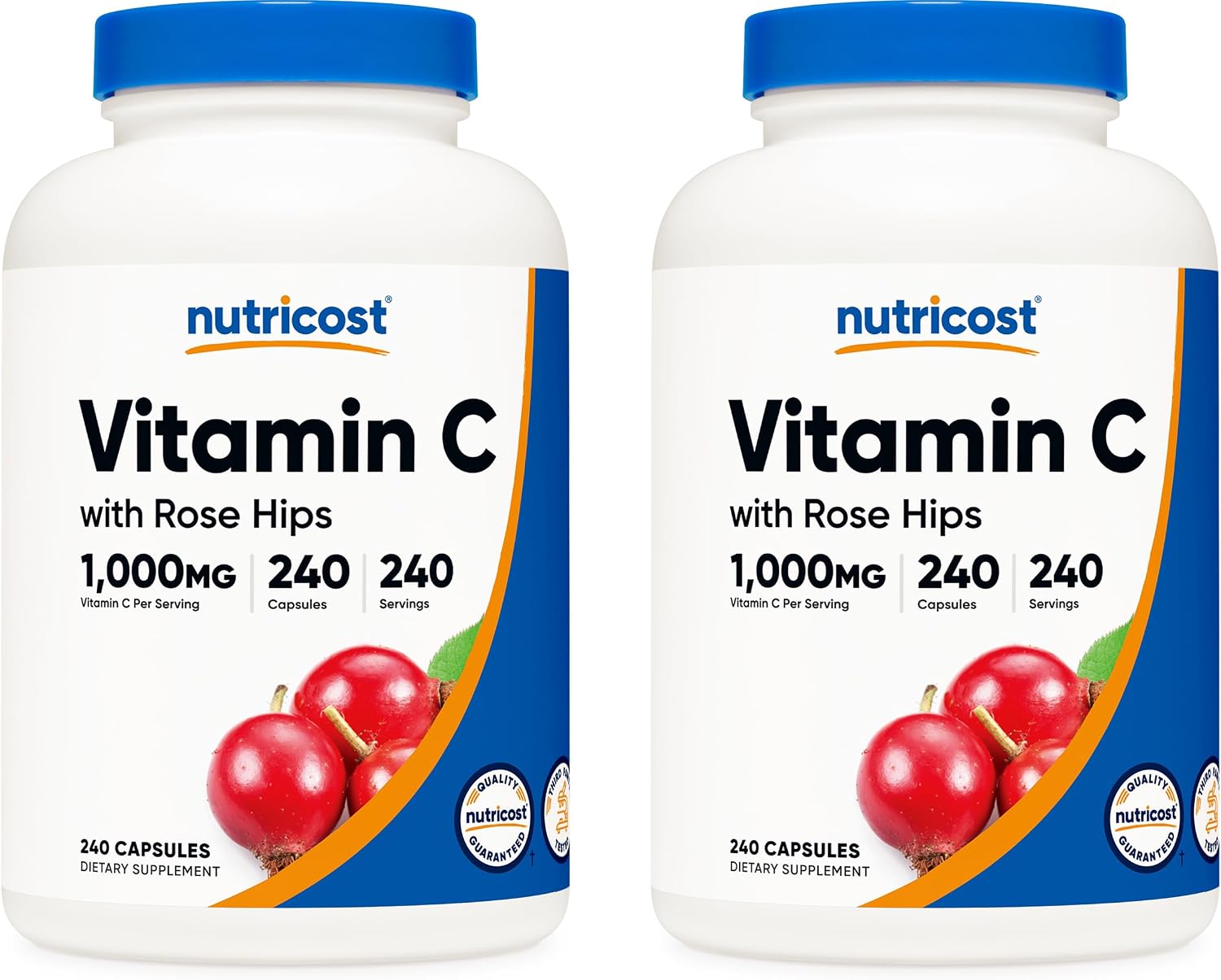 Nutricost Vitamin C with Rose Hips 1025mg, 240 Capsules (2 Bottles) - görsel 1
