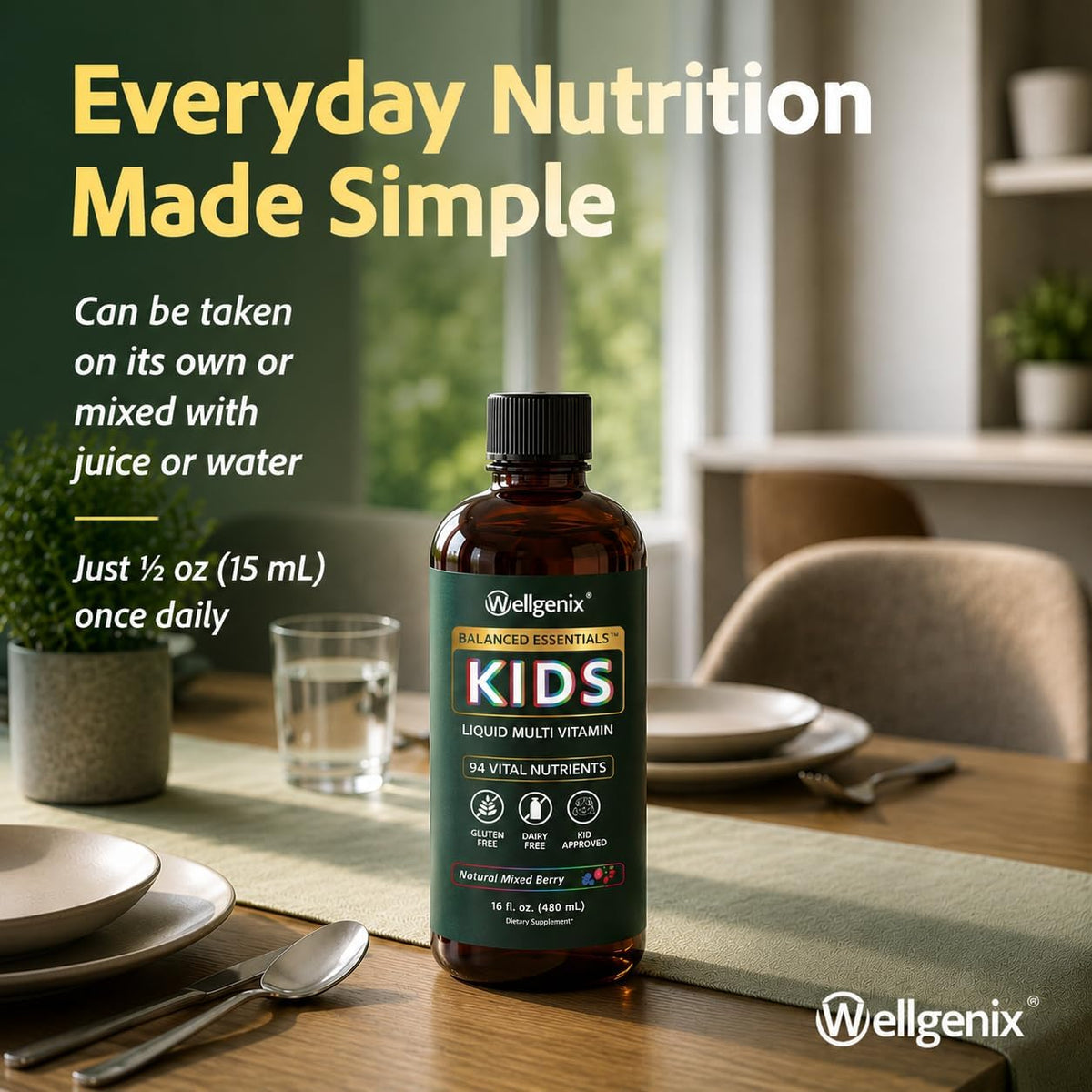 Wellgenix Balanced Essentials Kids Liquid Multivitamin (2 x 473 - görsel 6