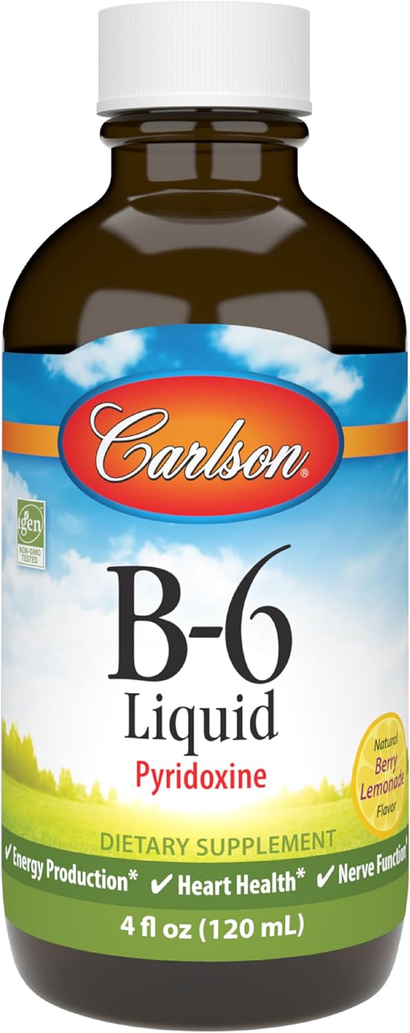 Carlson - B-6 Liquid, Vitamin B-6 for Energy Metabolism and Heart Health, Berry Lemonade Flavour, 120 ml - görsel 1
