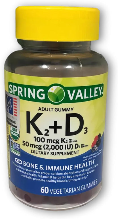 Fusion Shop Store Vitamin D3 and K2 Gummies for Adults – 60 Gummies