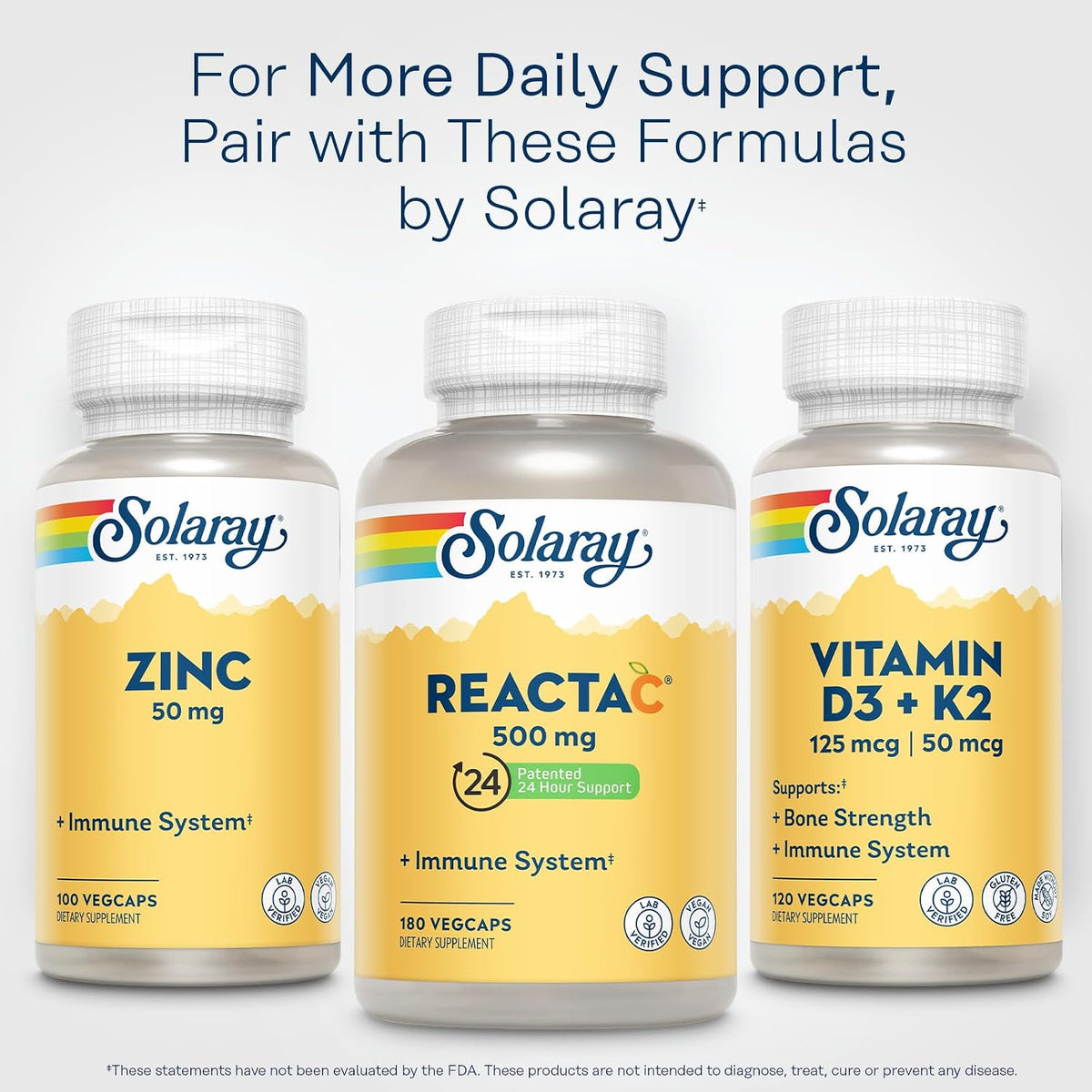 SOLARAY ReactaC Vitamin C 500mg – Patented 24-Hour Immune Support with Bioflavonoids and Rutin – Vegan, 180 Capsules - görsel 6