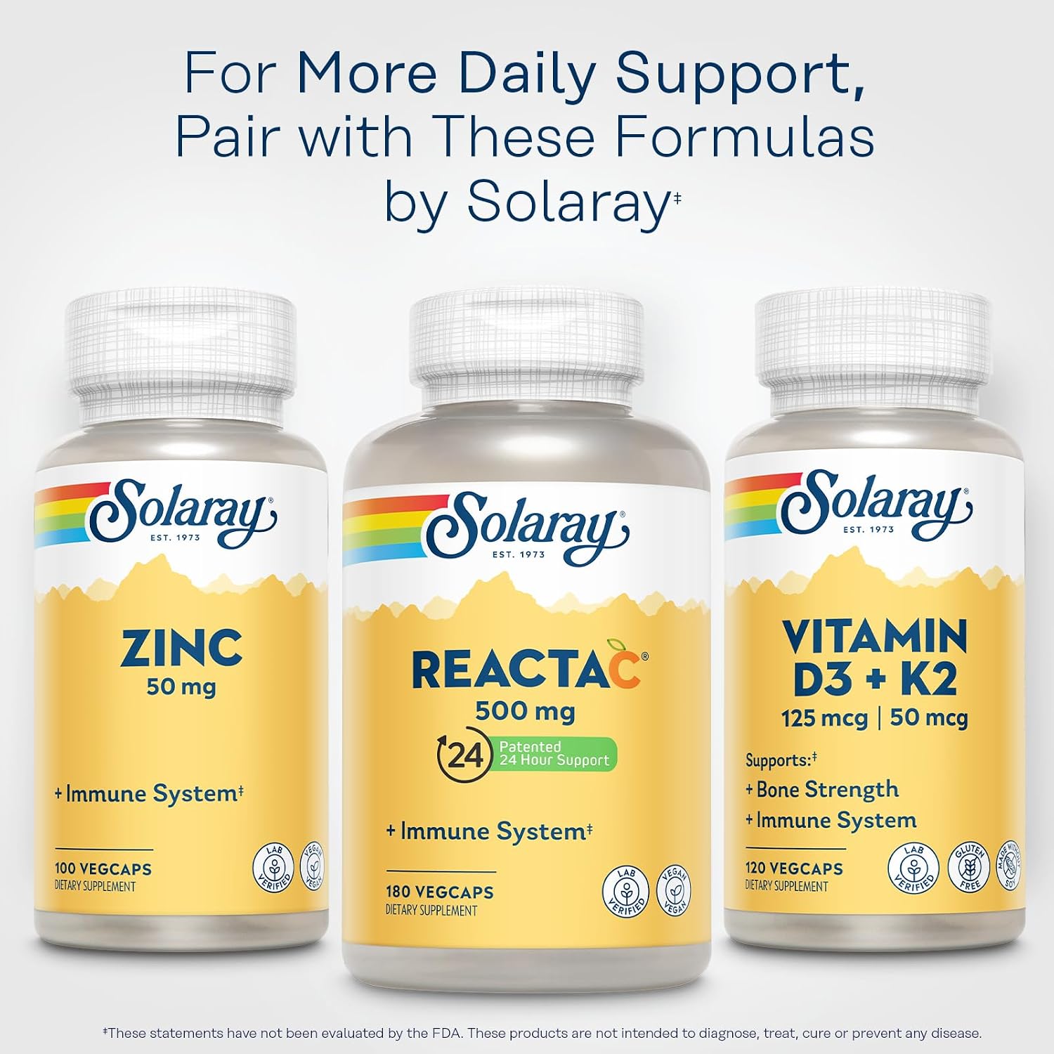 SOLARAY ReactaC Vitamin C 500mg – Patented 24-Hour Immune Support with Bioflavonoids and Rutin – Vegan, 180 Capsules - görsel 6