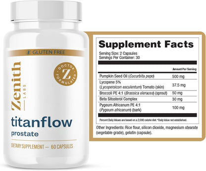 TitanFlow Prostate Supplement for Men with Pumpkin Seed Oil - Urinary & Prostate Health Support