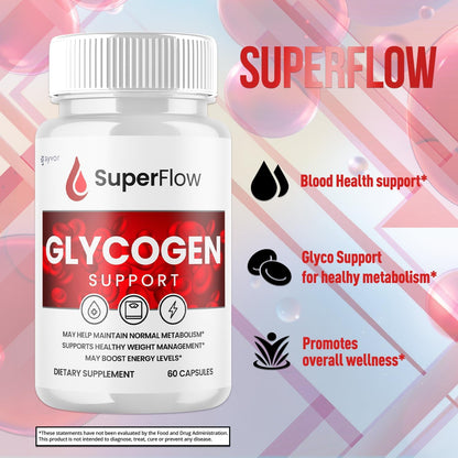 Super Flow Glycogen Support, Official SuperFlow Advanced Formula Glyco Optimiser Capsules, All Natural Super Flow Glycogen Capsules, Daily Food Supplement to Support Healthy Balance (60 Capsules)