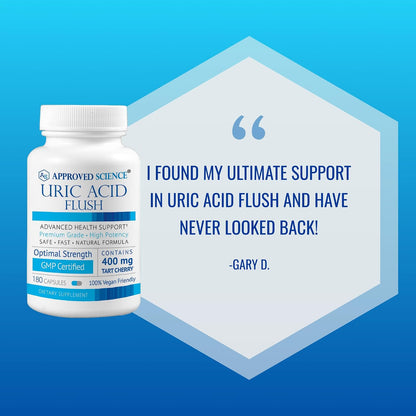 Approved Science Uric Acid Flush Supplement - Tart Cherry, Turmeric, Milk Thistle - Joint Support & Active Mobility - Made in USA - Vegan - 180 Capsules - 3 Month Supply