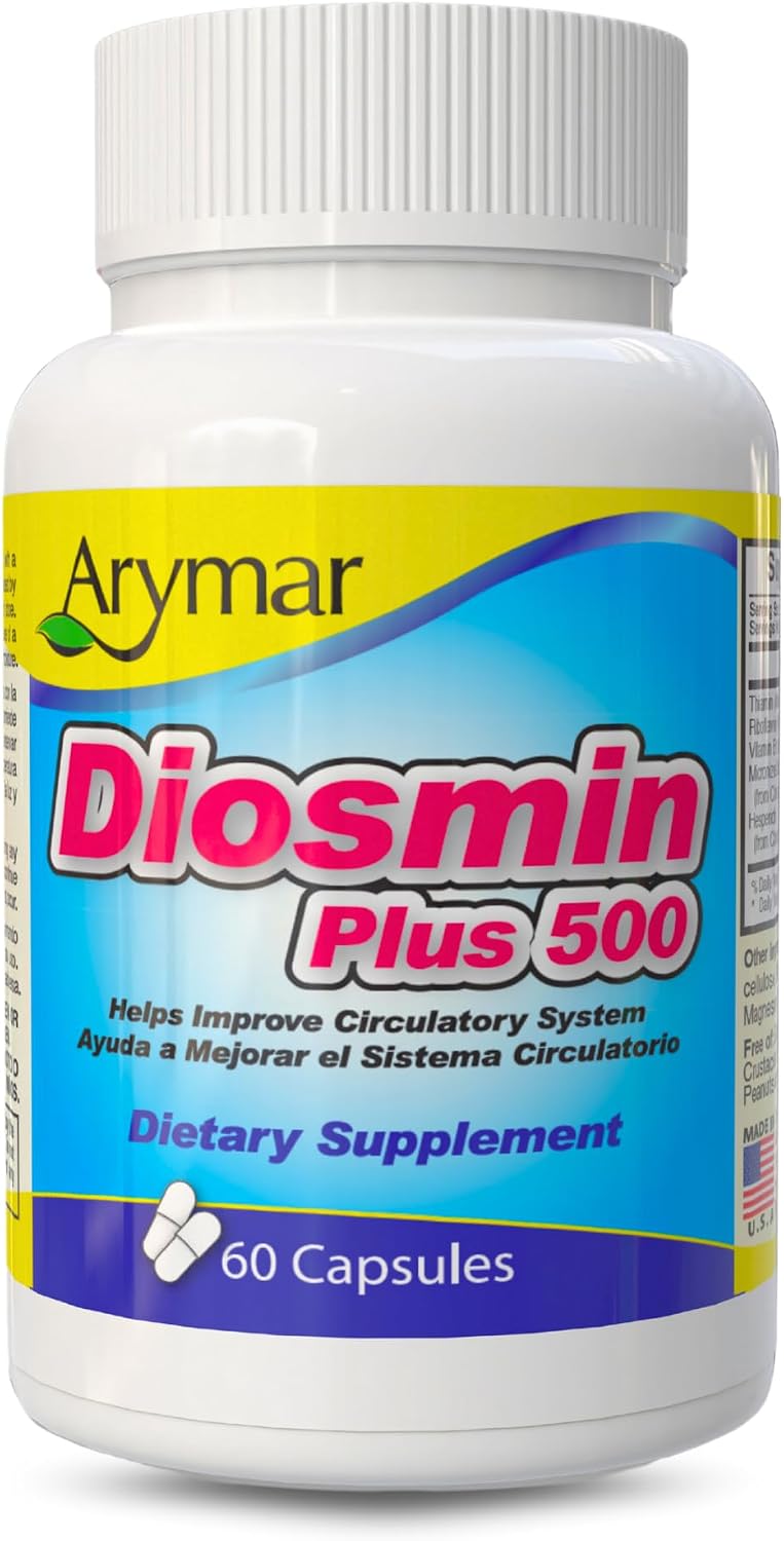 Arymar Diosmin 500mg with Vitamin B-Complex - Circulatory Formula for Leg Vein Integrity & Vascular Health, 60 Capsules - görsel 1