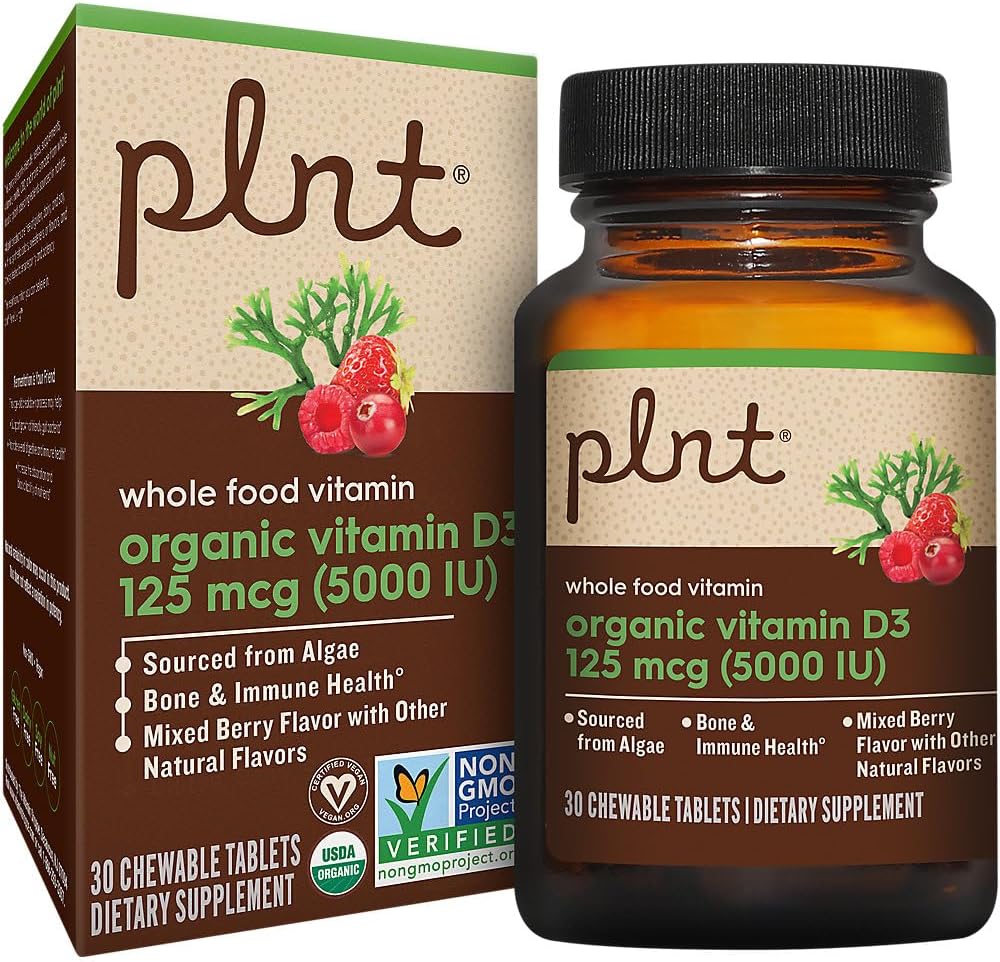 Organic Vitamin D3 125 mcg (5,000 IU) Whole Food Vitamin Mixed Berry (30 Chewable Tablets) - görsel 1
