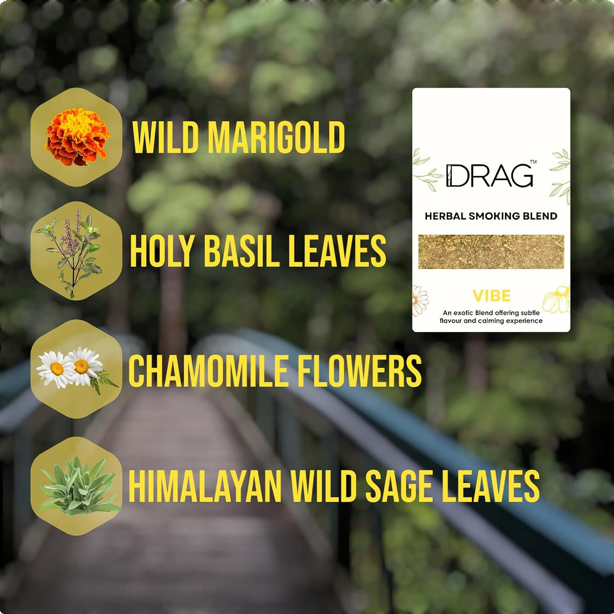 Herbal Smoking Blend - Drag (Blend of Exotic Flowers and Herbs) 10g (Vibe) - görsel 3