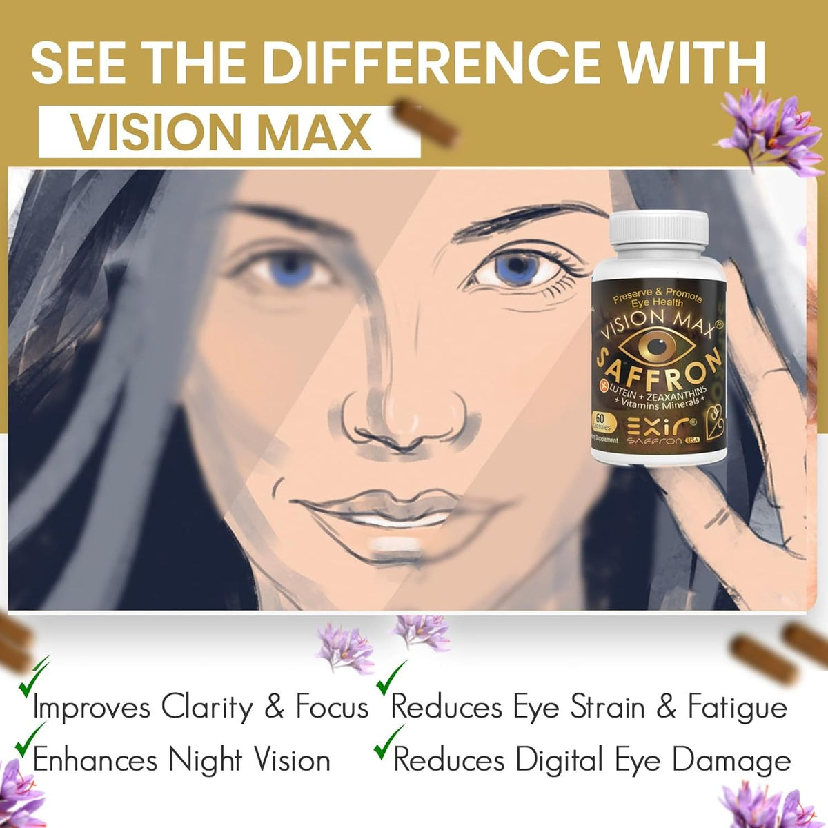 EXIR Eye Vitamins Dietary Supplement – Nutritional Support for Eye Health & Everyday Visual Wellness, 60 Capsules - görsel 3
