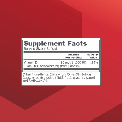 Protocol For Life Balance Vitamin D3 1,000 IU - Immune Support, Strong Bones and Teeth - 120 Softgels