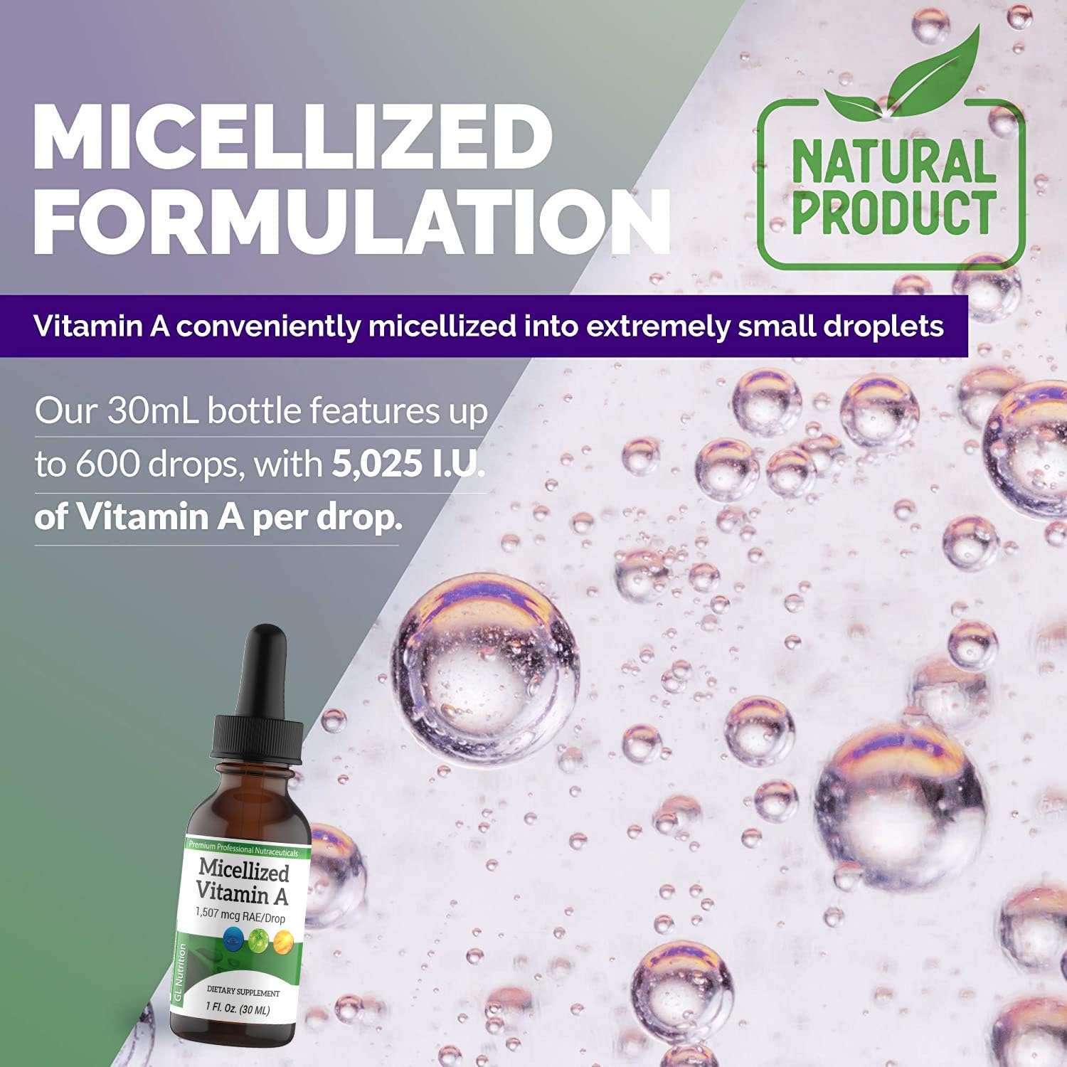 Micellised Vitamin A Drops - Liquid Vitamin A Supplement, 1,507 mcg RAE, 5,025 IU per Drop, 30 ml - görsel 3