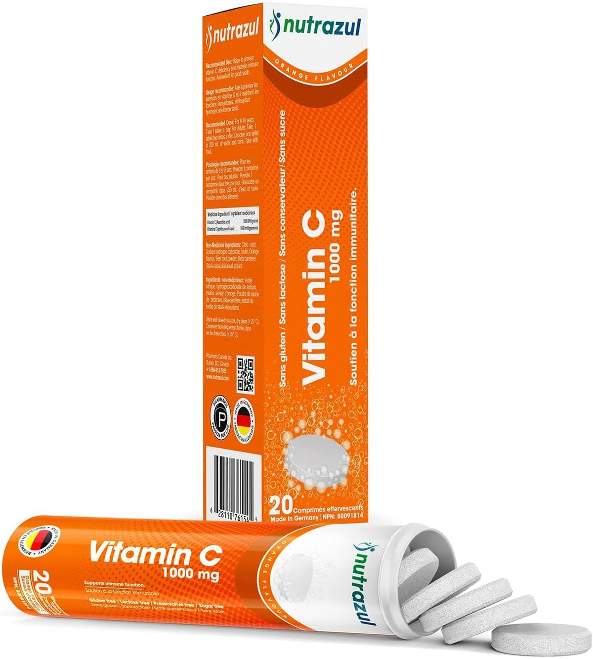 nutrazul Vitamin C 1000mg Effervescent Tablets, Orange Flavour, 20 Count (Pack of 3) - görsel 5