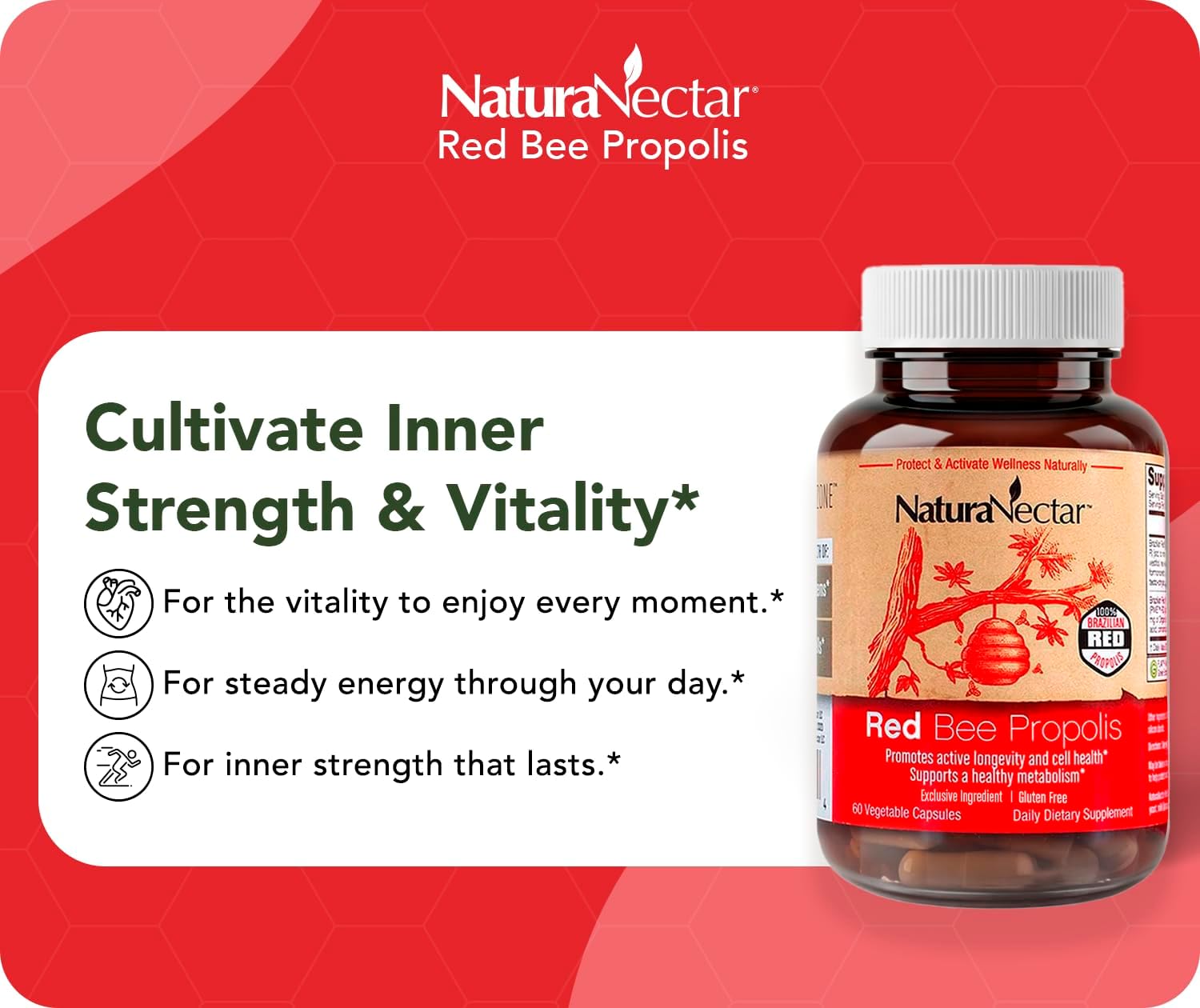 NaturaNectar Red Bee Propolis Capsules – Premium Brazilian Propolis Supplement (60 Capsules) - görsel 5