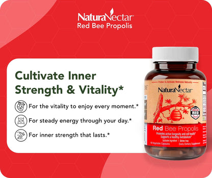 NaturaNectar Red Bee Propolis Capsules – Premium Brazilian Propolis Supplement (60 Capsules)