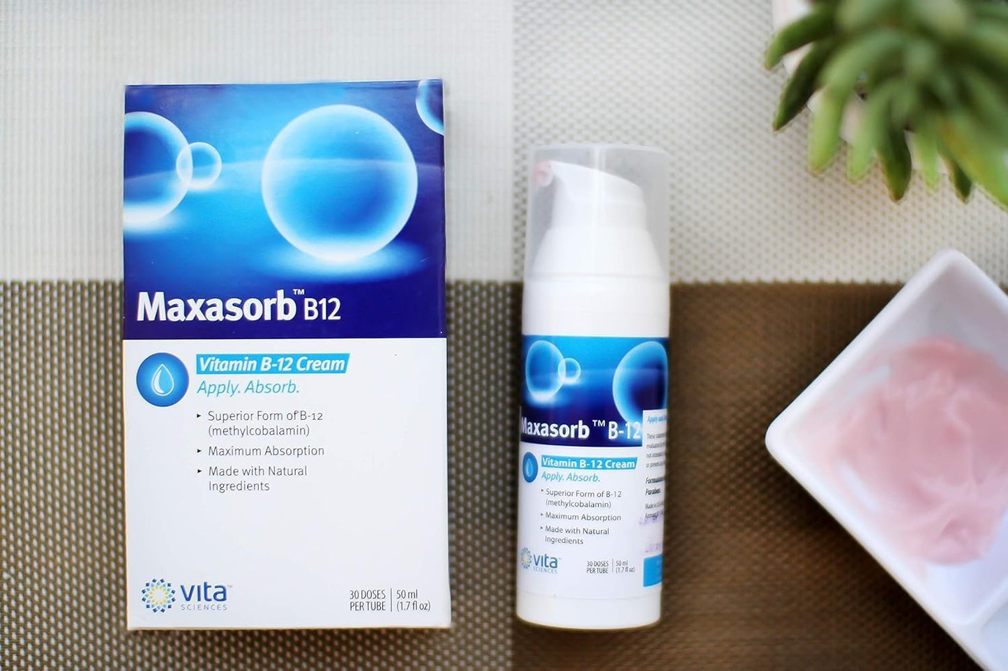 Vita Sciences Maxasorb B12 Vitamin B-12 Cream 1000 mcg - Topical Methylcobalamin for Energy & Skin Health - Pack of 3 - görsel 5
