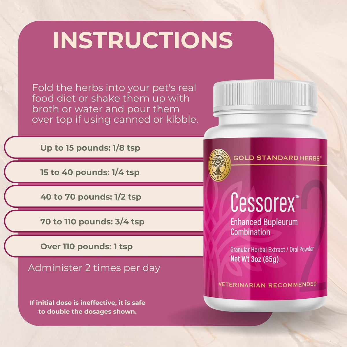 Cessorex Allergy Relief and Skin Immune Function Support Supplement for Dogs by Gold Standard Herbs, All-Natural Bupleurum Combination, 85 g Powder - görsel 4
