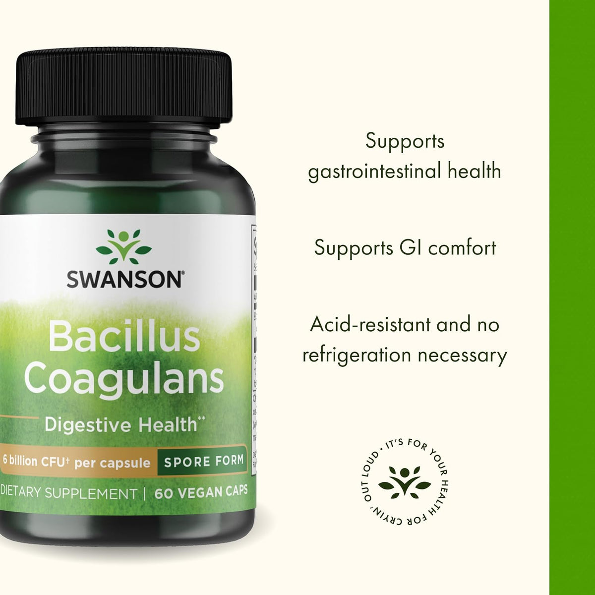 Swanson Bacillus Coagulans Spore-Form Probiotic - 6 Billion CFU, 60 Vegan Capsules - görsel 4