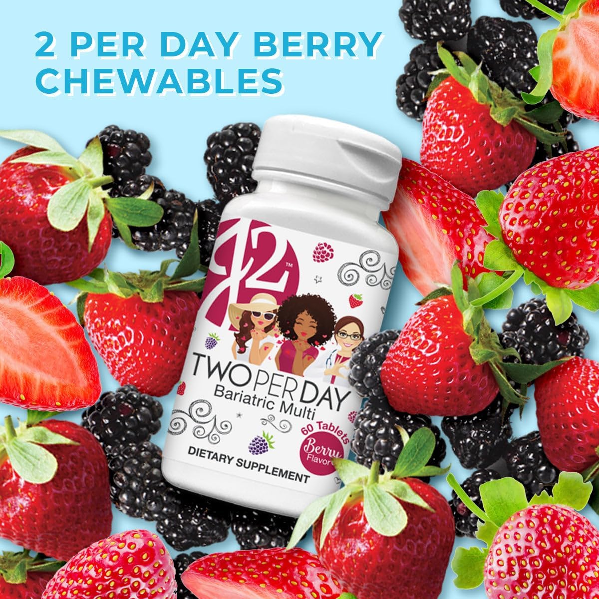 Bariatric Eating J2 Two per Day Multivitamin Chewable Berry Tablets – 30-Day Supply - görsel 3