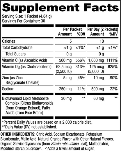 Dr. Mercola Vitamin C-PAK - Daily Immune Support - Contains Vitamin C, Vitamin D3, and Zinc - Fast-Acting Antioxidant Powder - Fizzy Drink Mix - 30 Packets