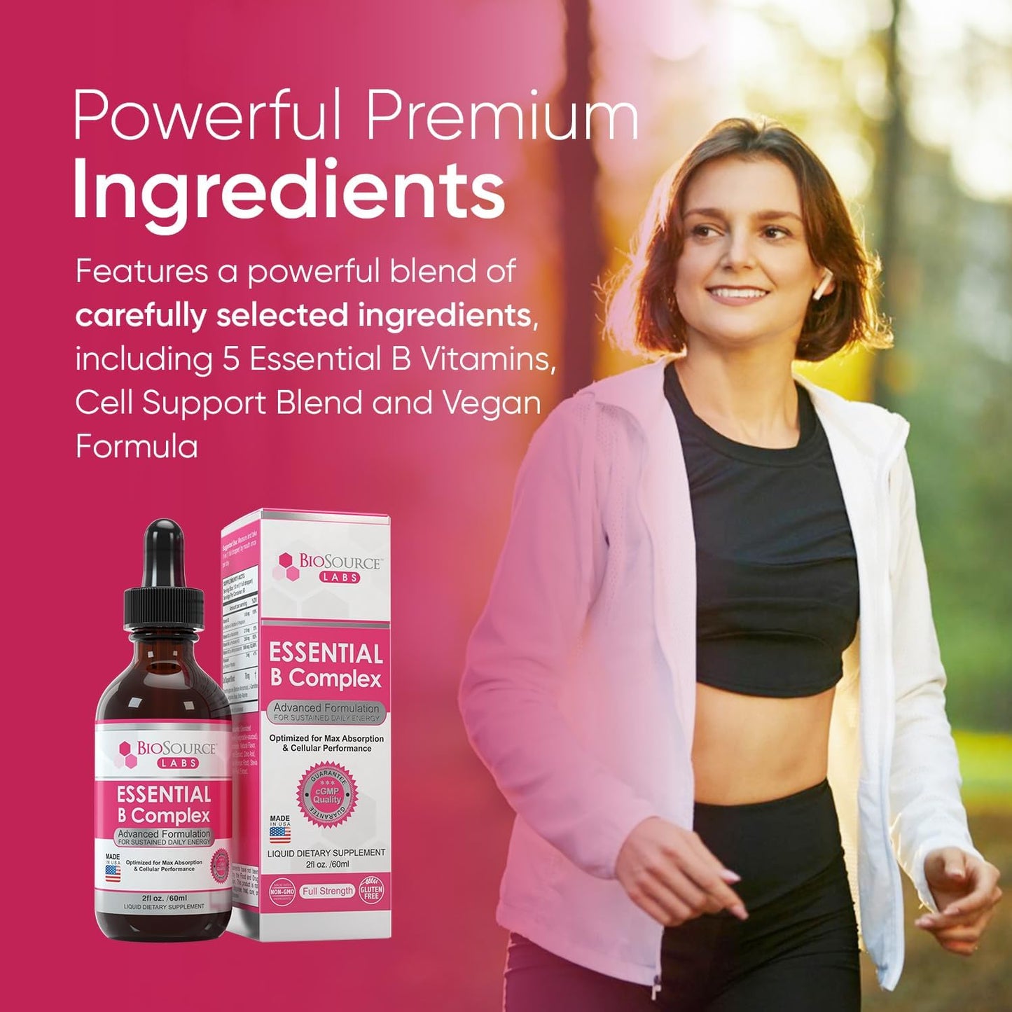BioSource Labs Essential B Complex - Daily Vegan Vitamin B-Complex Sublingual Liquid Drops with Methyl B12 (60ml Bottle) - 60-Day Supply - görsel 6