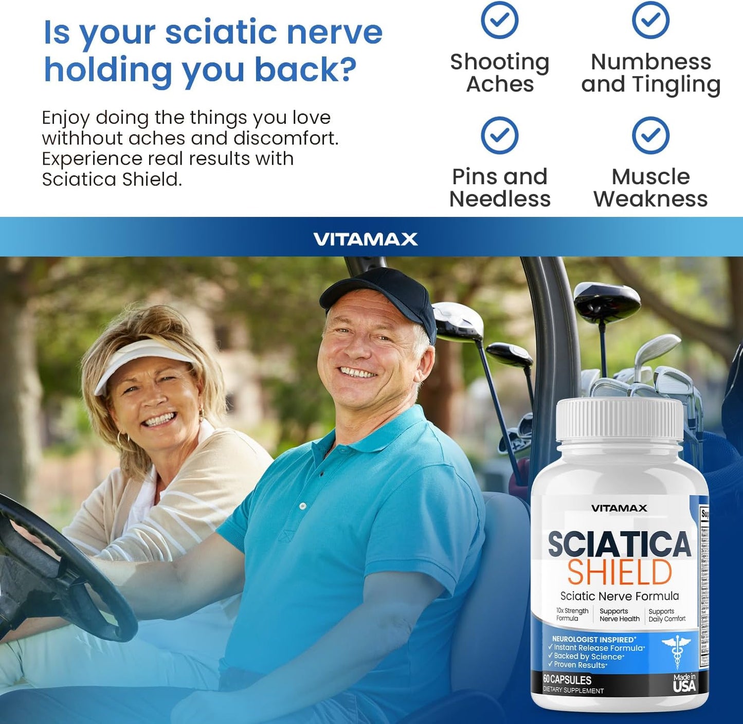 Sciatic Nerve Comfort Supplement – 10-Ingredient Formula with Alpha Lipoic Acid, Turmeric, Glucosamine, MSM, Vitamin B Complex – 60 Capsules - görsel 4
