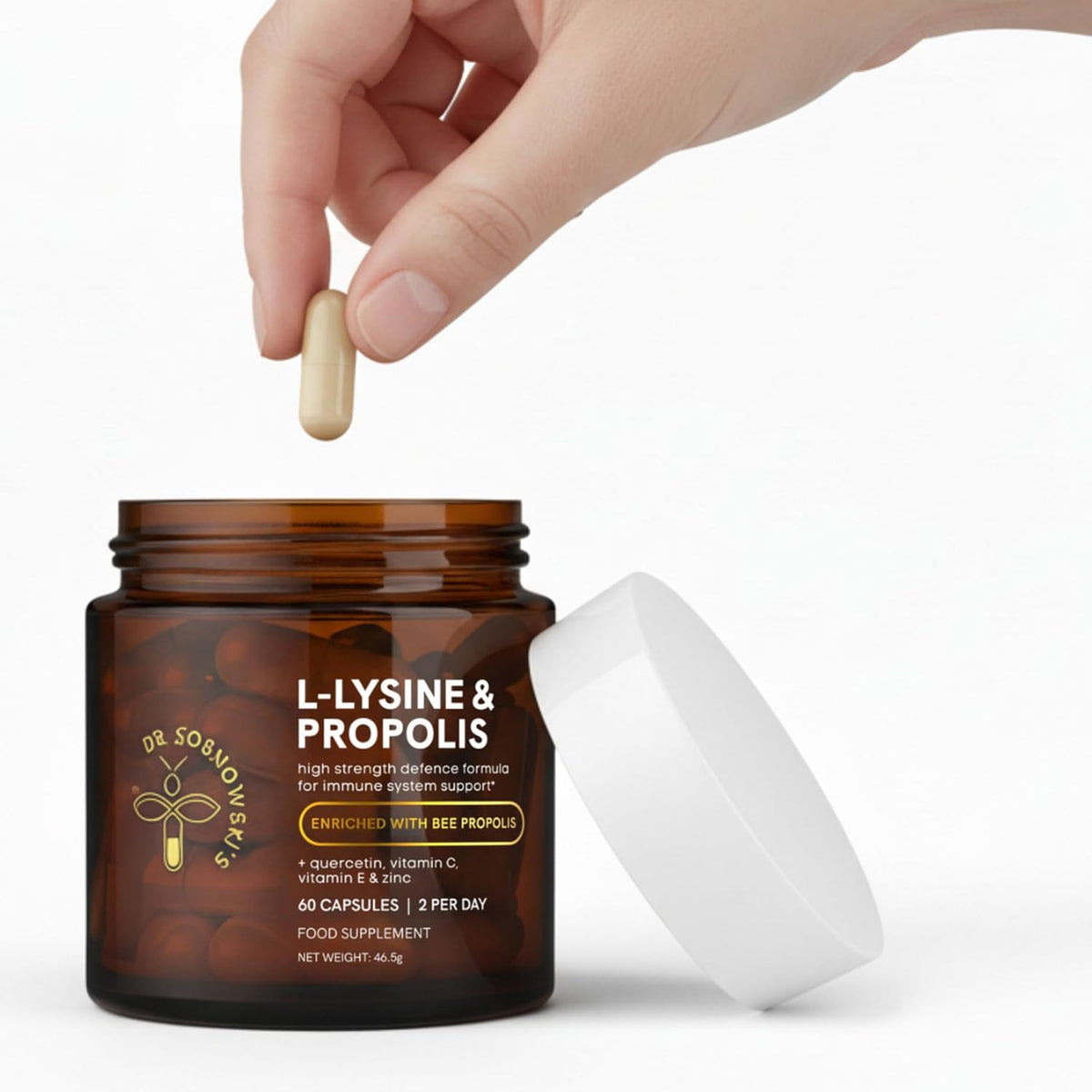 Dr Sosnowski's L-Lysine & Propolis Supplements | High Potency L-Lysine Immune Support Formula with 5:1 Propolis Extract, Quercetin, Vitamin C, Vitamin E and Zinc - görsel 9