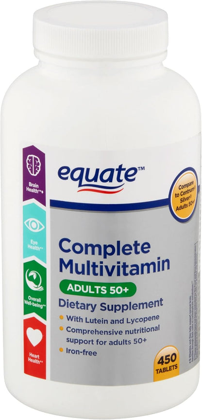 Equate Over 50s Complete Multivitamin/Multimineral Supplement Tablets, 450 Tablets