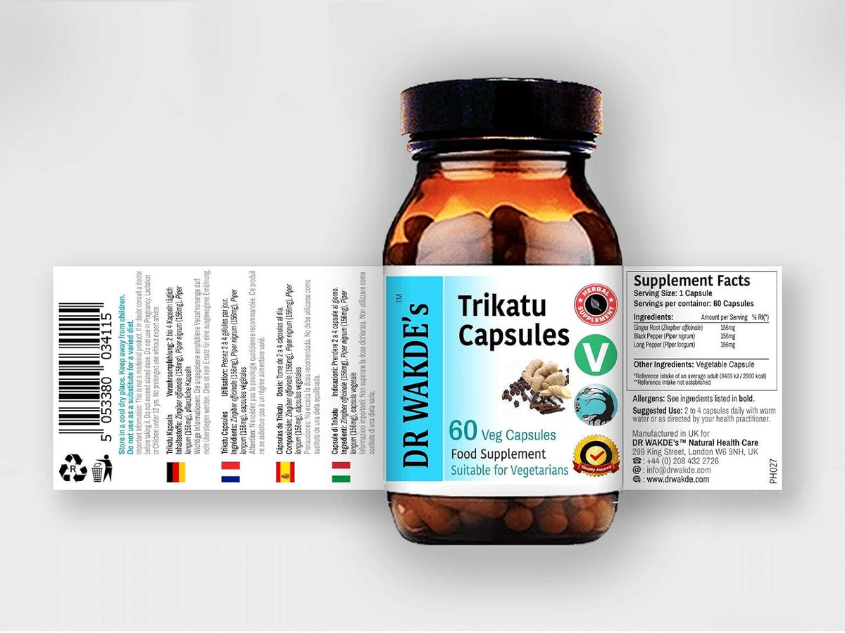 DR WAKDE'S Trikatu Capsules (60 Veg Caps, Plant-Based Supplement, Ayurvedic Herb, All Natural, Vegan) - görsel 2