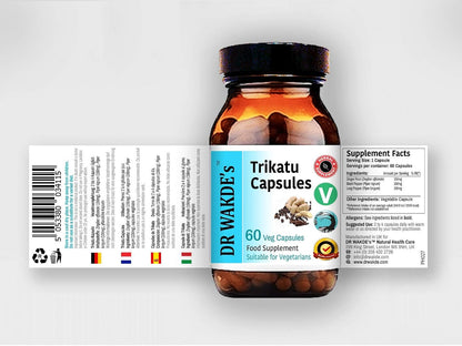 DR WAKDE'S Trikatu Capsules (60 Veg Caps, Plant-Based Supplement, Ayurvedic Herb, All Natural, Vegan)