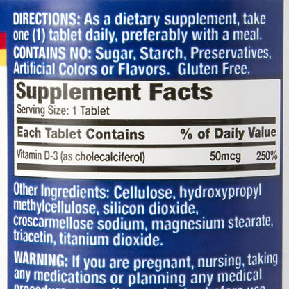 Natural Vitamin D-3 2000 IU - 200 Film-Coated Tablets, Pack of 2