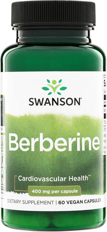 Swanson Berberine HCl 400 mg – Cardiovascular and Metabolic Health Supplement (60 Vegan Capsules)
