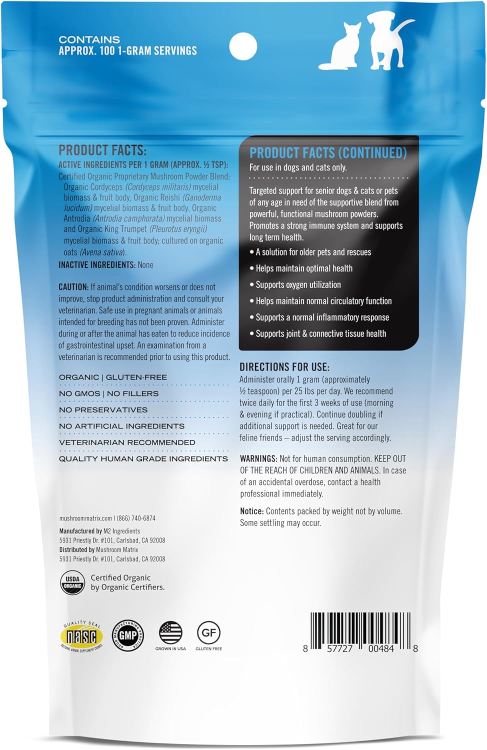 Mushroom Matrix Pet – Canine Maximum Recovery Organic Mushroom Powder, 100g - görsel 2