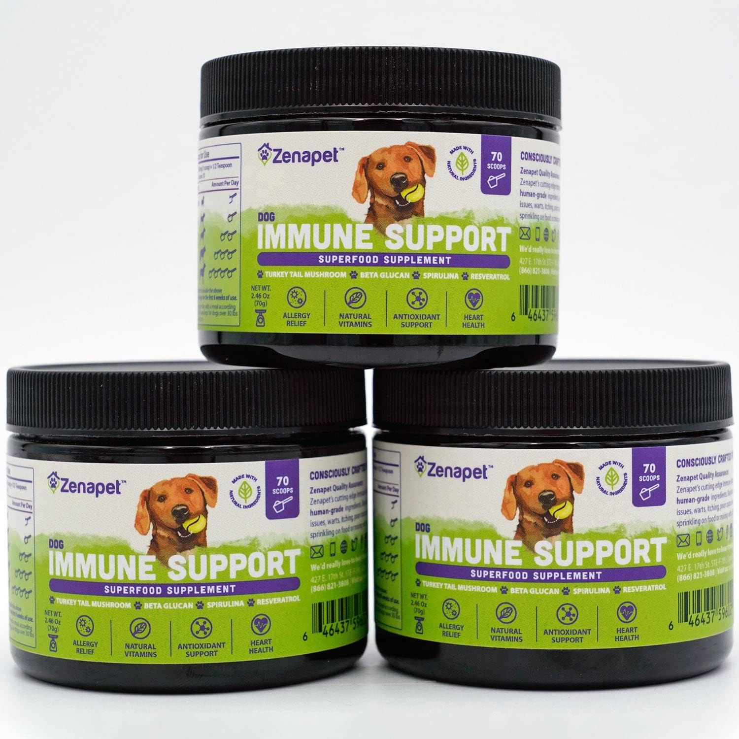 Zenapet Dog Immune Support Premium Powder Topper - Turkey Tail, Spirulina & Beta-Glucan - Supports Immune System & Digestion - Human-Grade - Made in the USA - görsel 9