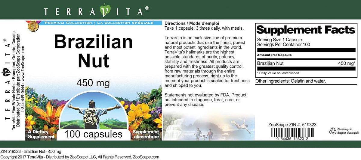 Brazilian Nut - 450 mg (100 Capsules, ZIN: 519323) - 3 Pack - görsel 3