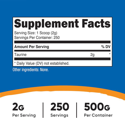 Nutricost Taurine Powder (500 Grammes) - 250 Servings
