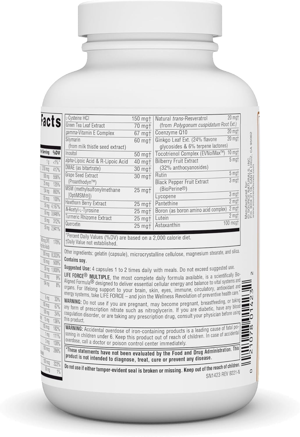 Source Naturals Life Force Multiple Energy Activator, 180 Capsules - görsel 3