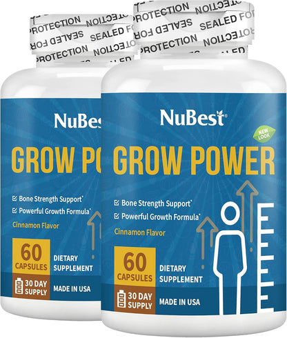NuBest Grow Power - Calcium & Magnesium Food Supplement with Vitamin D3, B6, Zinc, Phosphorus & Multivitamin for Strong Bones and General Health (Pack of 3)