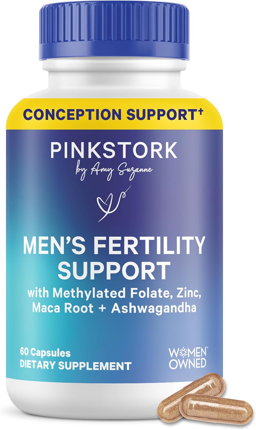 Pink Stork BlueStork Men's Fertility Support – Male Prenatal Vitamins with Maca Root, Ashwagandha, Folate, B12 – 60 Capsules – Image 1