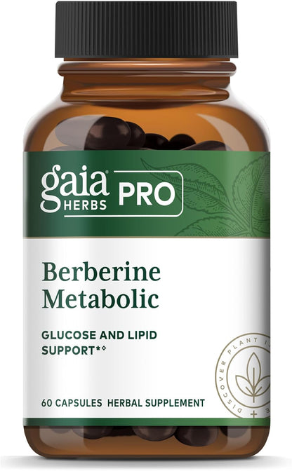 Gaia Herbs PRO Berberine Metabolic - Berberine HCI Food Supplement - Vegan, Gluten-Free, Soya-Free - 60 Capsules