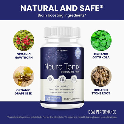Neurotonix Memory Supplement - Official Formula - Neuro Tonix Memory Capsules for Focus and Memory, Neurotonix Brain Supplement, Neuro Tonix Advanced Formula Maximum Strength (120 Capsules)