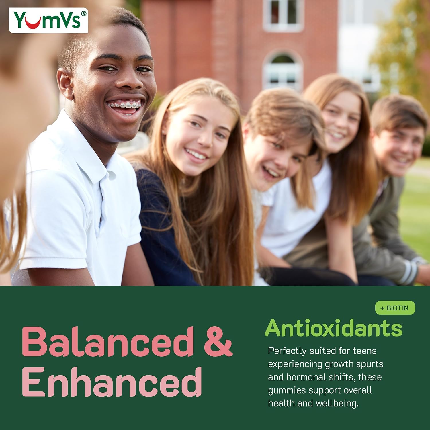 YUM-V'S Teen Multivitamin Gummies with Biotin & Antioxidants – Raspberry – 60 Gummies - görsel 6