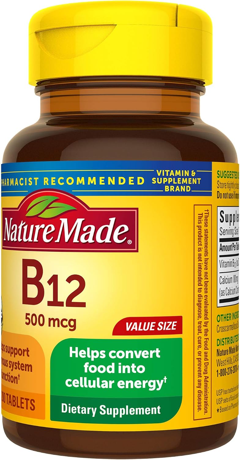 Nature Made Vitamin B12 500 mcg Tablets, 200 Tablets - görsel 9