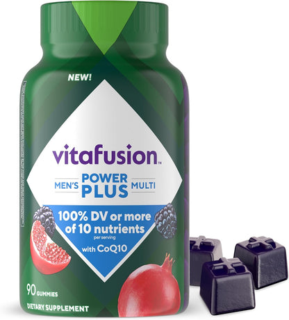 Vitafusion Power+ Men's Multivitamin with CoQ10, Blueberry Pomegranate, 90 Gummies