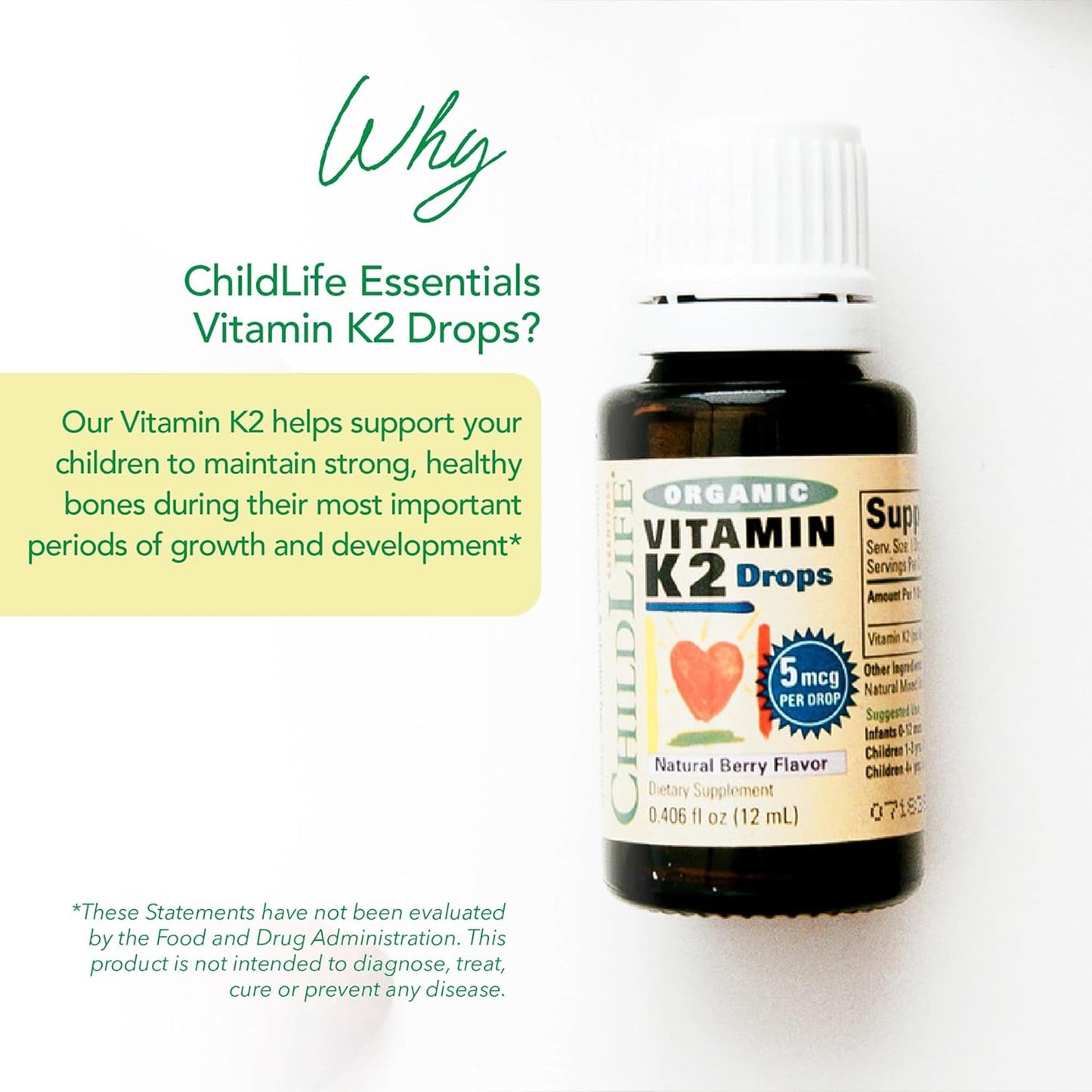 ChildLife Essentials Organic Vitamin K2 Drops - Natural Berry Flavour, 0.25 fl oz - görsel 3