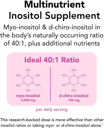 Theralogix Ovasitol Plus Metabolic Health Supplement - Myo-Inositol & D-Chiro Inositol+Chromium Picolinate+Alpha-lactalbumin & Vitamin D - 90-Day Supply - Unflavoured - 180 Count