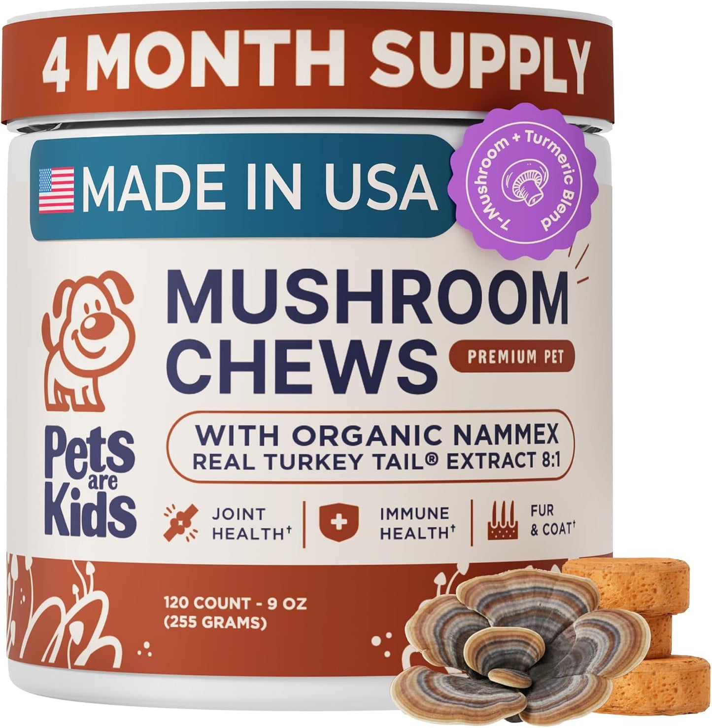 Turkey Tail Mushroom Chews for Dogs with Organic Real Turkey Tail™ – 8:1 Extract Blend (120 Chews) - görsel 1